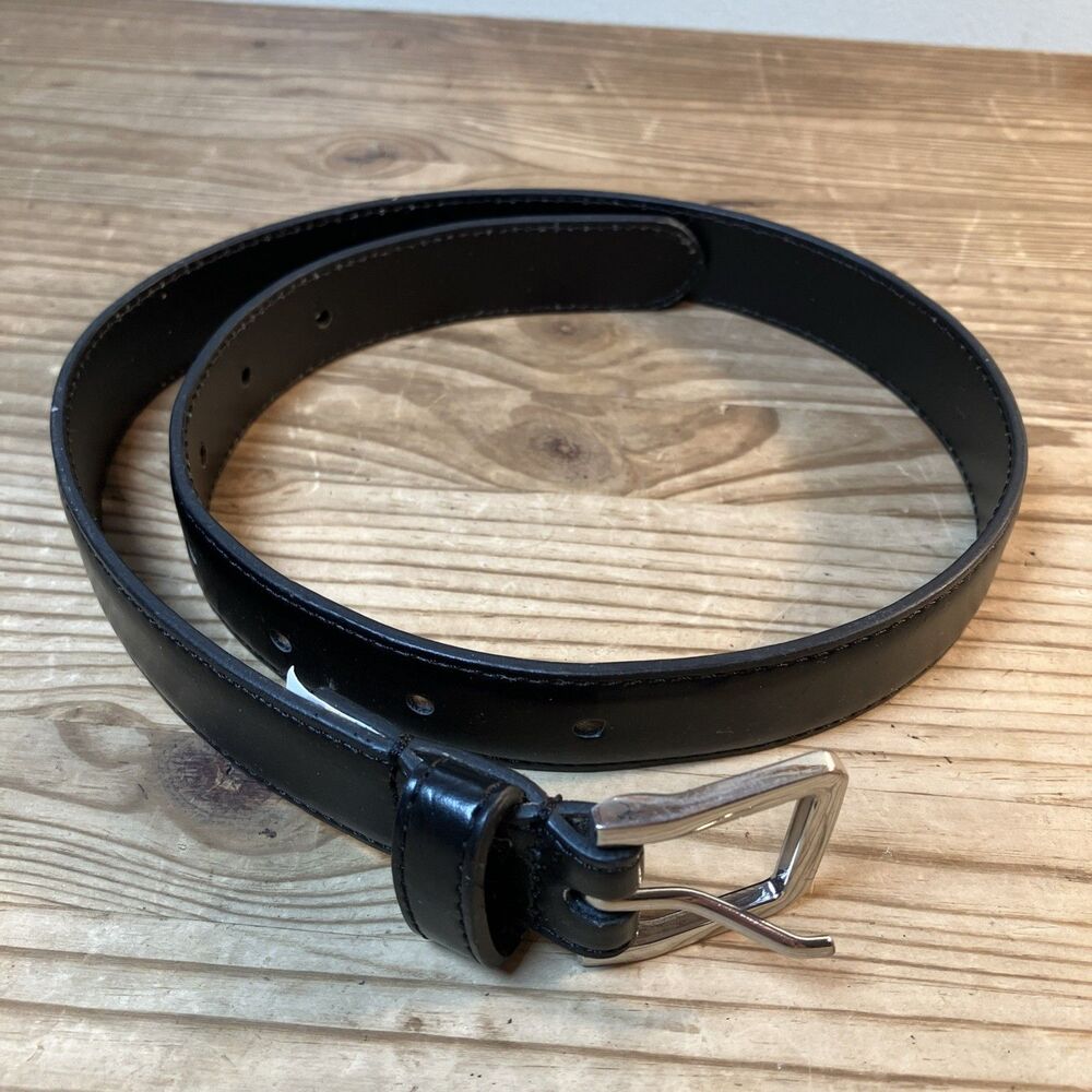 Unbranded Partial Leather Belt Black Kids Size XS/S 4-7 Length 29” Silver Buckle
